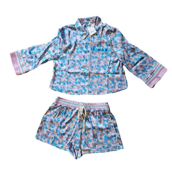 Free People Pillow Talk Satin Short Pajamas Cool Lavendar Combo XS - Picture 4 of 11